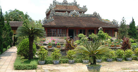 Asian architecture and greenery